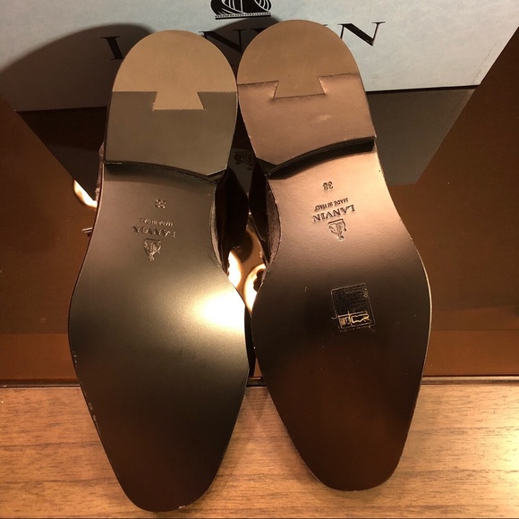 Authentic Lanvin Paris Gray Lace-Up Women’s Oxford - Picture 3 of 8